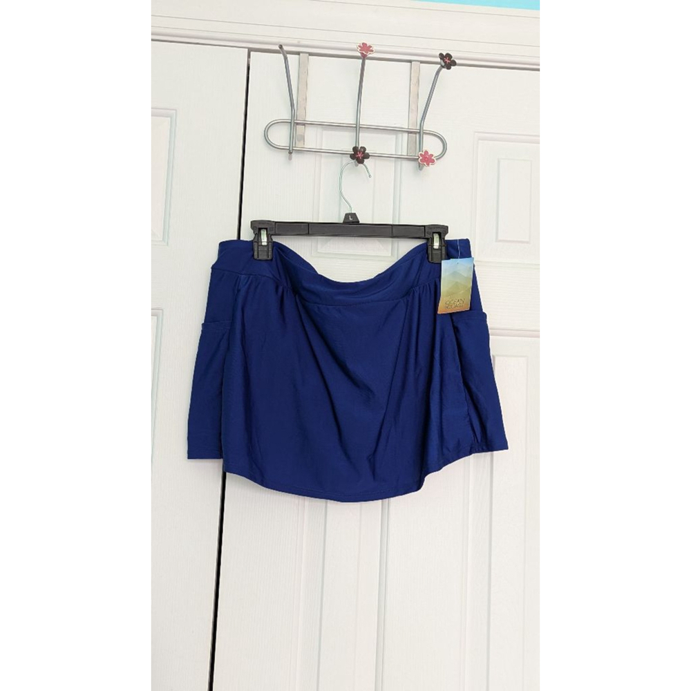 Women Ocean Coast Swim Skirt XXL Blue Swimsuit Bottom with Built-in Brief